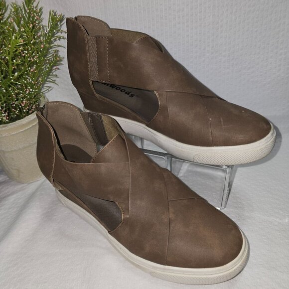 OUTWOODS LIBERTY WEDGES BROWN TAUPE COLOR WOMENS SIZE 9 EUC - Picture 7 of 10